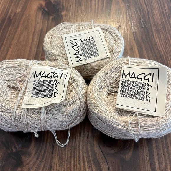 Lot of 3 Skeins Maggi Knits “Natural” Linen Cotton Blend Yarn - Picture 1 of 3
